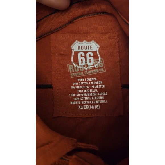 Route 66 Boys SZ XL 14/16 Long Sleeves Polo T-Shirt orange Graphic print - Picture 3 of 7